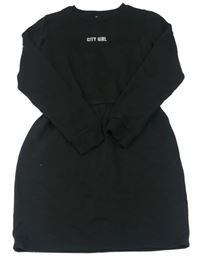 Černé teplákové šaty s nápisem C&A