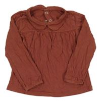 Skořicové triko s límečkem Tu