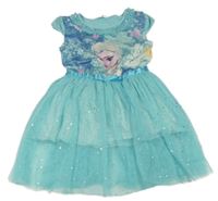 Světlemodré vzorované šaty s Elsou a tylovou sukní 