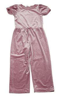 Starorůžový sametový kalhotový overal H&M