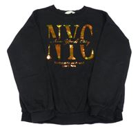 Čierna mikina s metalickým nápisom H&M