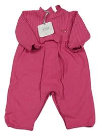 Nové - malinový overal s mašlou a srdiečkom a žebrováním absorba