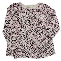 Bílo-černo-růžové vzorované triko Tu