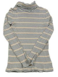 Bielo-čierno-hnedý pruhovaný rebrovaný rolák C&A