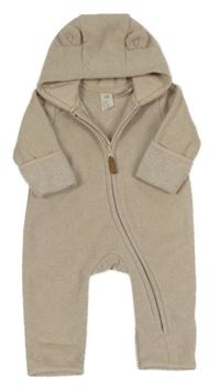 Béžová fleecová kombinéza s kapucňou H&M