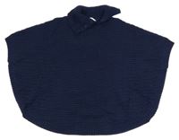 Tmavomodré vzorované vlnené pončo s golierikom John Lewis