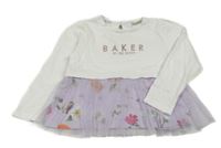 Bílo-lila triko s květy a tylem Baker