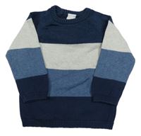 Tmavomodro-sivo-modrý melírovaný sveter H&M