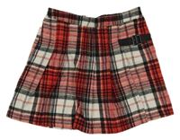 Čierno-bielo-červená kockovaná vlnená sukňa Tu