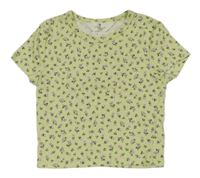 Zelenkavé kvetované crop tričko H&M