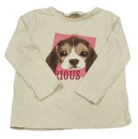 Smotanové tričko s psíkom zn. H&M