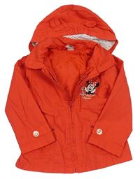 Červená šusťáková podzimní bunda s Minnií a kapucí C&A
