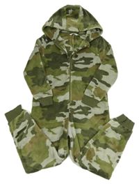 Khaki army chlupatá kombinéza s kapucí M&S