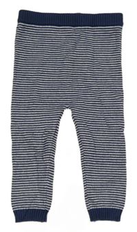 Tmavomodro-biele pruhované pletené nohavice M&S