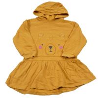 Medové teplákové šaty s medvídkem a kapucí George 