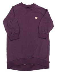 Fialové teplákové šaty se srdíčkem M&Co.