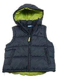 Tmavosivá šušťáková prešívaná zateplená vesta s kapucňou Muddy Puddles