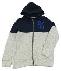 Šedotmavomodrá propínací mikina s kapucí C&A