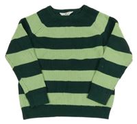 Tmavozeleno-svetlozelený pruhovaný sveter H&M