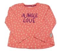 Korálové tričko s nápisom a vzorom Sigikid