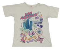 Bílé tričko s nápisy a palmami Matalan