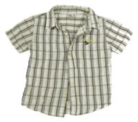 Bielo-hnedo-zelená kockovaná košeľa Bob der Bar