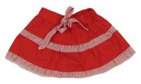 Červeno-biela pruhovaná plátenná sukňa s mašlou