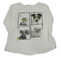 Bílé triko s pejsky H&M