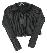 Sivý rebrovaný prepínaci crop sveter H&M