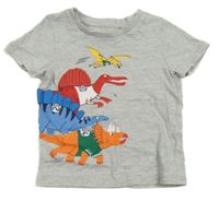 Šedé melírované tričko s dinosaury C&A