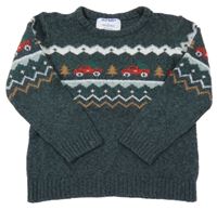 Tmavozelený sveter so vzorom Old Navy