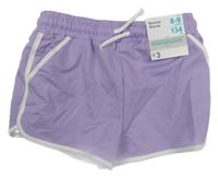 Nové - Fialové teplákové kraťasy s bielymi prúžkami Primark