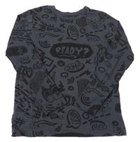 Tmavosivé tričko s nápismi Primark