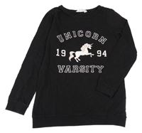Čierna ľahká mikina s jednorožcom H&M