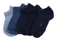 Nové - 5pack - 3x tmavomodré  + 1x modré + 1x světlemodré kotníčkové ponožky vel. 23-26