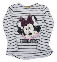 Bílo-černé pruhované triko s Minnie Disney 