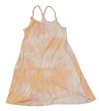Světlerůžovo/oranžovo-biele batikované letné šaty H&M