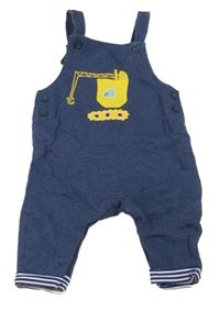 Tmavomodré melírované laclové turecké tepláky s jeřábem a pruhy MiNi CUDDLS
