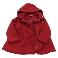 Tmavočervený flaušový podšitý kabát s odopínacíá kapucňou CuTey Pie