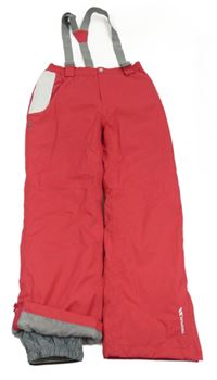 Jahodovo-bílé vzorované šusťákové funkční zimní oteplovačky s odepínacími kšandami TRESPASS