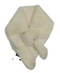 Nové - smetanová kožešinová šála s perlami 