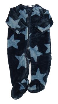 Tmavomodrá plyšová kombinéza s hviezdičkami Next