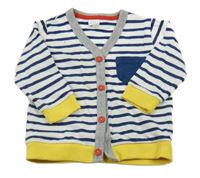 Bielo-tmavomodro-žlto-sivá pruhovaná prepínaci mikina s vreckom H&M