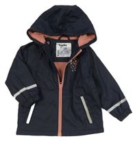 Tmavomodrá nepromokavá jarná bunda s obláčikom a kapucňou lupilu
