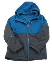 Petrolejovo-tmavošedá softshellová bunda s kapucí crane