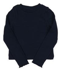 Tmavomodré rebrované crop tričko M&S