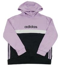 Levandulovo-bílo-černá mikina s kapucí Adidas