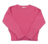 Tmavorůžový žebrovaný chlupatý svetr PRIMARK