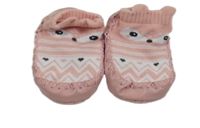 Růžové koženkové capáčky s bílo/růžovou ponožkou s čumáčkem vel. 18