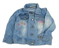 Svetlomodrá rifľová bunda so slniečkom a motýlikmi a golierikom Topolino